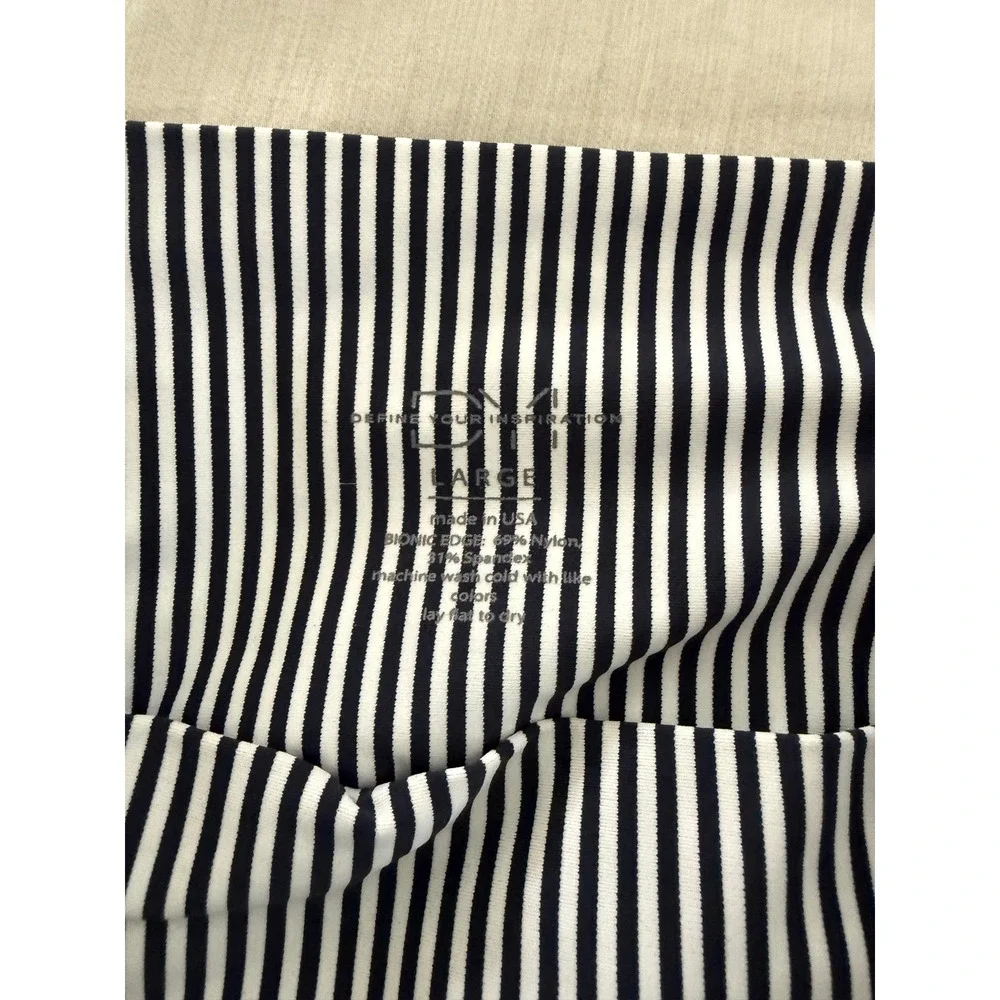 DYI Define Your Inspiration Stripe‎ Legging Set L Navy White Made USA NWOT